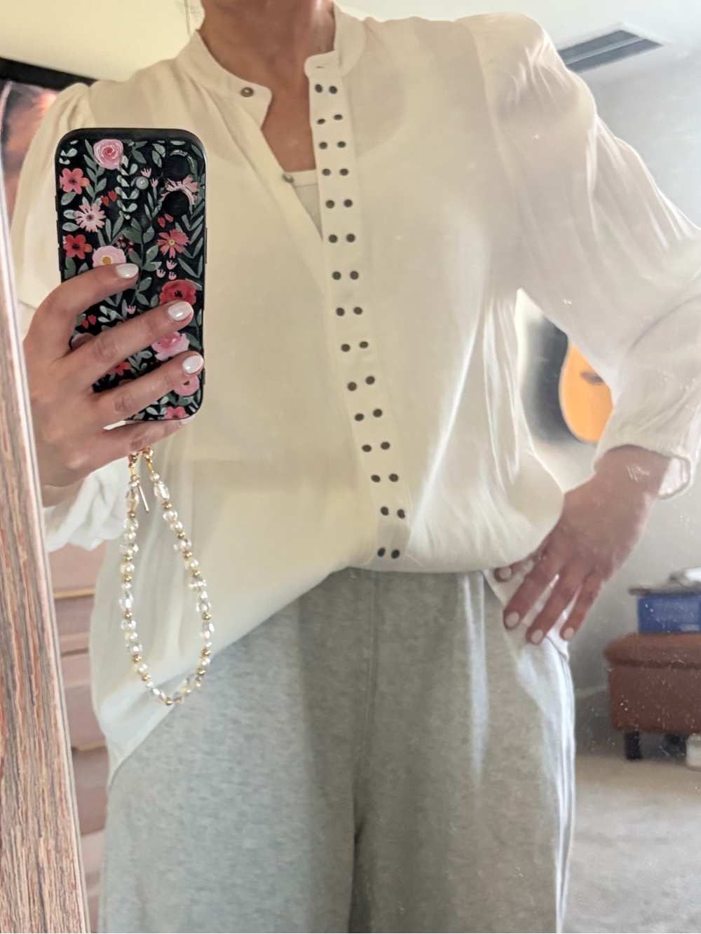 Muche and muchette Classic Ivory Button-Trim Blouse size m/l. NWT